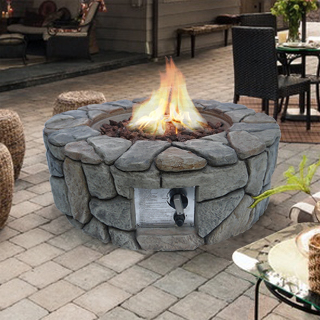 Teamson home Polyresin Propane Gas Fire Pit Stone 23cm H X 71cm W X 71cm D